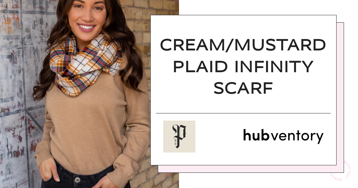 Cream & Mustard Plaid Infinity Scarf