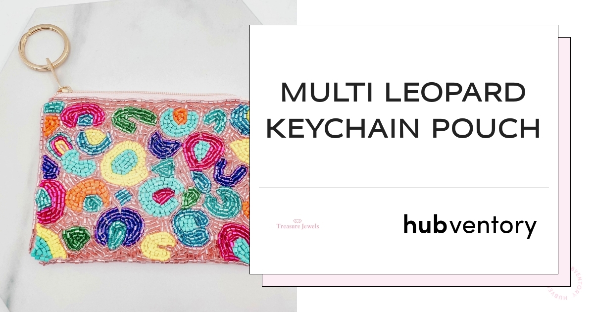 Treasure Jewels: Multi Leopard Keychain Pouch SKU# LEOPARDKEYCHAINPOUCH -  HerringStones