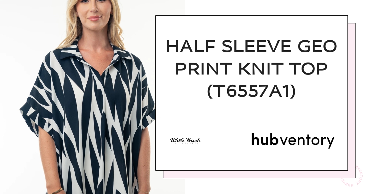 Half Sleeve Geo Print Knit Top (T6557A1) | Hubventory