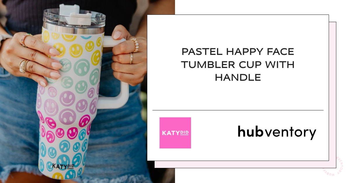 Katydid Pastel Happy Face Tumbler Cup with Handle