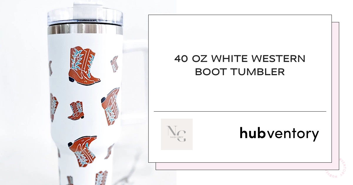 40 oz White Western Boot Tumbler